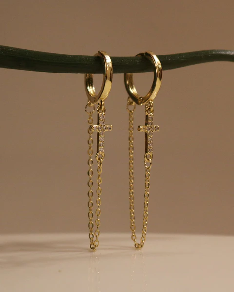 Cross Chain  Earring
