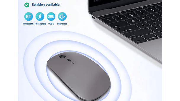 Mouse inalámbrico recargable para Macbook iPad Plateado 2