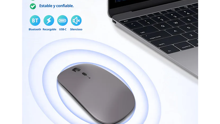 Mouse inalámbrico recargable para Macbook iPad Plateado 2