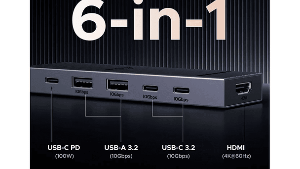 Adaptador multipuerto UGREEN USB C Hub 5 en 1 Revodok 105 4K HDMI, 100 W de potencia 3