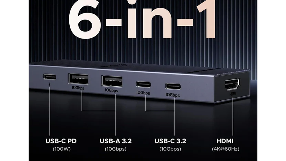 Adaptador multipuerto UGREEN USB C Hub 5 en 1 Revodok 105 4K HDMI, 100 W de potencia 3