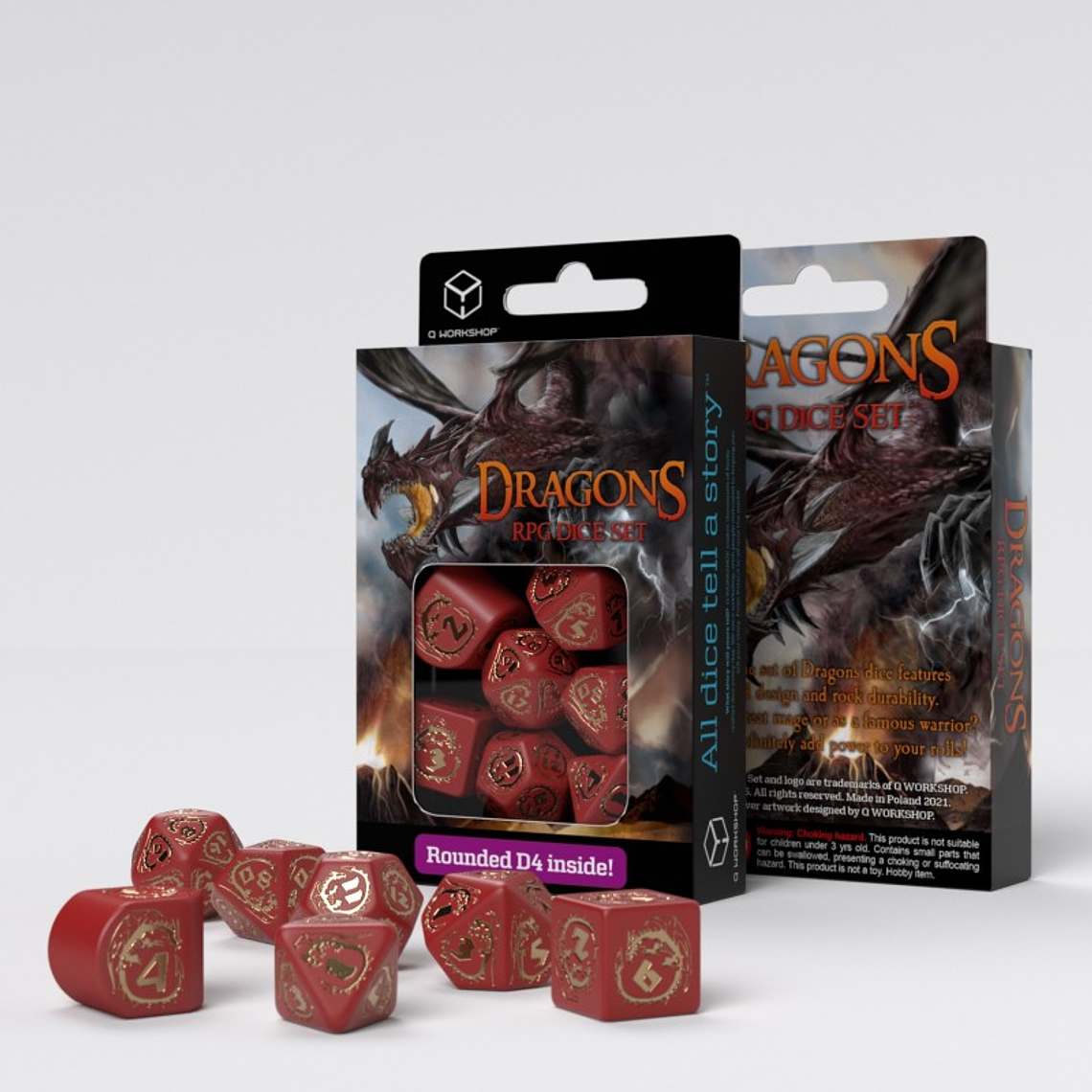 Dragons Modern Dice Set Rojo y Oro 1
