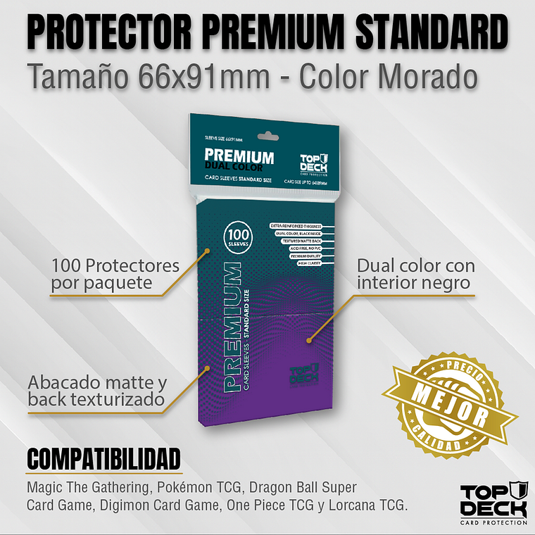 Protectores Premium | TOPDECK Standard 66x91mm color Morado 1