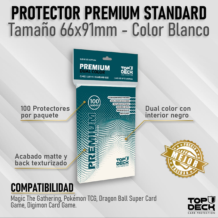 Protectores Premium | TOPDECK Standard 66x91mm color Blanco 1
