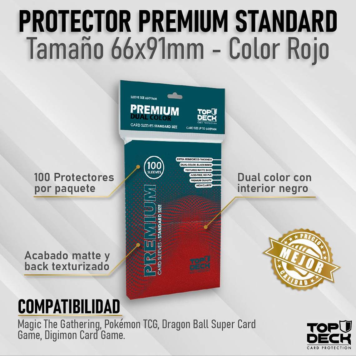 Protectores Premium | TOPDECK Standard 66x91mm color Rojo 1