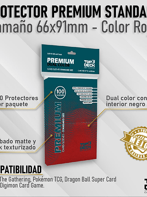 Protectores Premium | TOPDECK Standard 66x91mm color Rojo