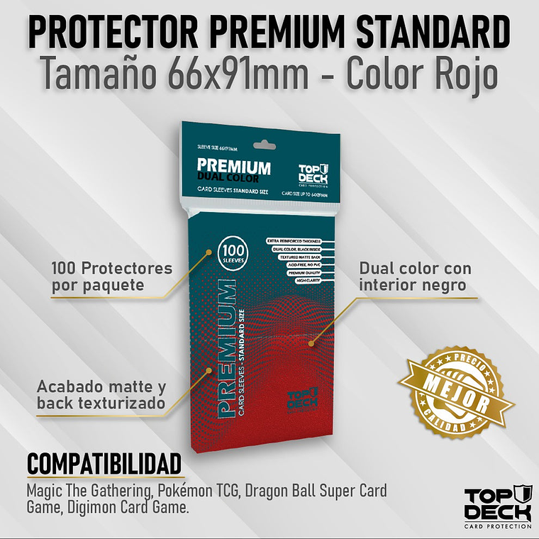 Protectores Premium | TOPDECK Standard 66x91mm color Rojo 1