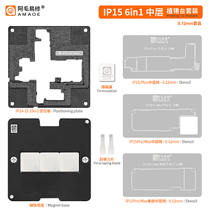 Kit Reballing iPhone 15 Interposer 6 en 1 