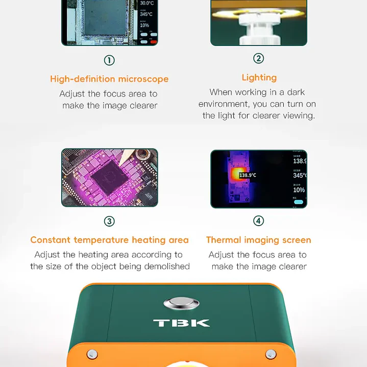Máquina de soldadura láser TBK 2206 con imagen térmica y microscopio HD 3