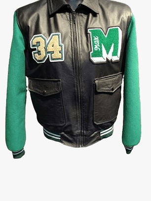 Chaqueta Varsity Verde con Negro 