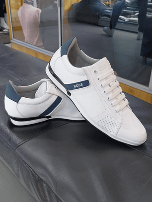 Hugo Boss Low Top Sneakers Blanco con detalles Azul 