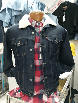 Chaqueta de Jean Tipo Trucker Cuello de Borrego 