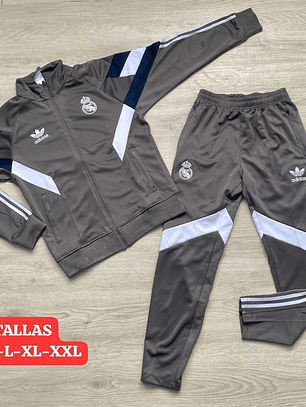 Sudadera Real Madrid Adidas Gris con Azul Oficial