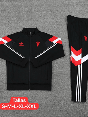 Sudadera Mancherter United Adidas Negro con Rojo Oficial