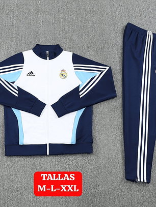 Sudadera Real Madrid Adidas Blanco con Negro Oficial
