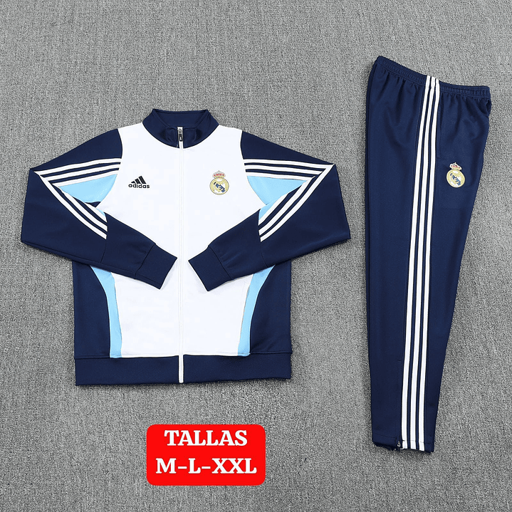 Sudadera Real Madrid Adidas Blanco con Negro Oficial 1