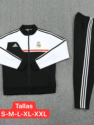 Sudadera Real Madrid Adidas Negro con Blanco Oficial