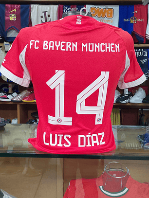 Camiseta Bayern Munich Luis Diaz Adidas 2025/26 Local rojo Oficial, Sin Enmarcar $119.900