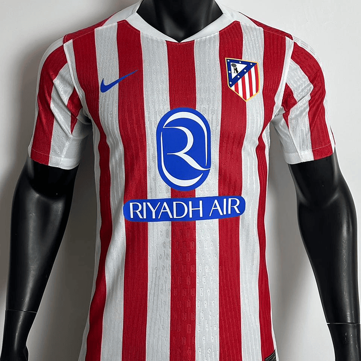 Camiseta Atletico Madrid Local 2025/26 Blanco con rayas Rojo Oficial 1