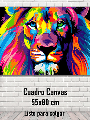 Cuadro Decorativo Canvas 55x80 Leon #1