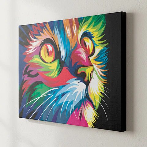 Cuadro Decorativo Canvas 55x80cm - Gato Multicolor