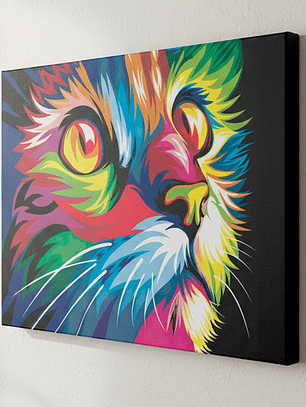Cuadro Decorativo Canvas 55x80cm - Gato Multicolor