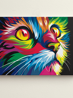 Cuadro Decorativo Canvas 55x80cm - Gato Multicolor