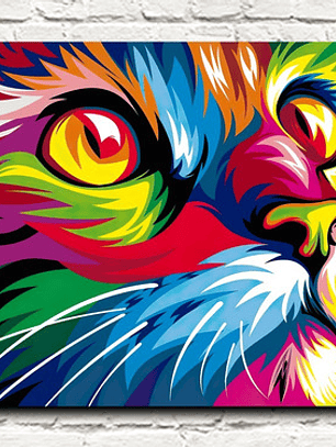 Cuadro Decorativo Canvas 35x50cm - Gato Multicolor