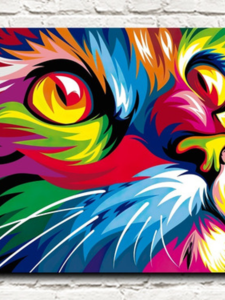 Cuadro Decorativo Canvas 35x50cm - Gato Multicolor 1