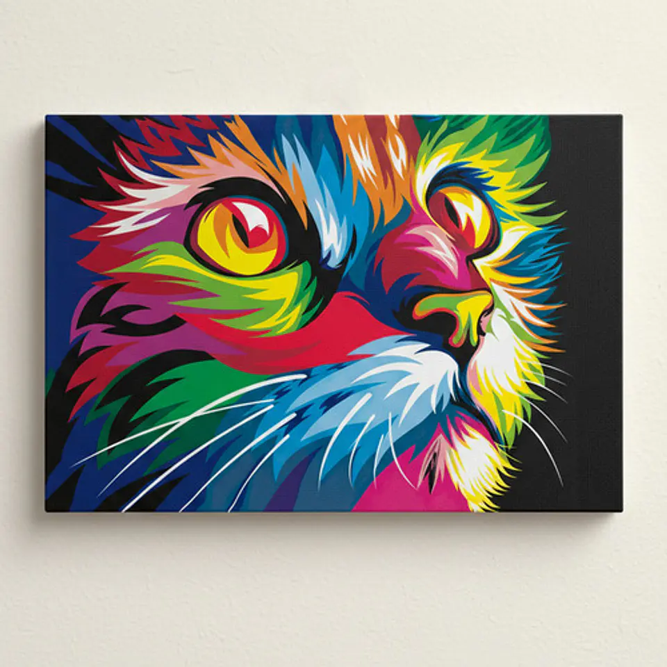 Cuadro Decorativo Canvas 35x50cm - Gato Multicolor 2