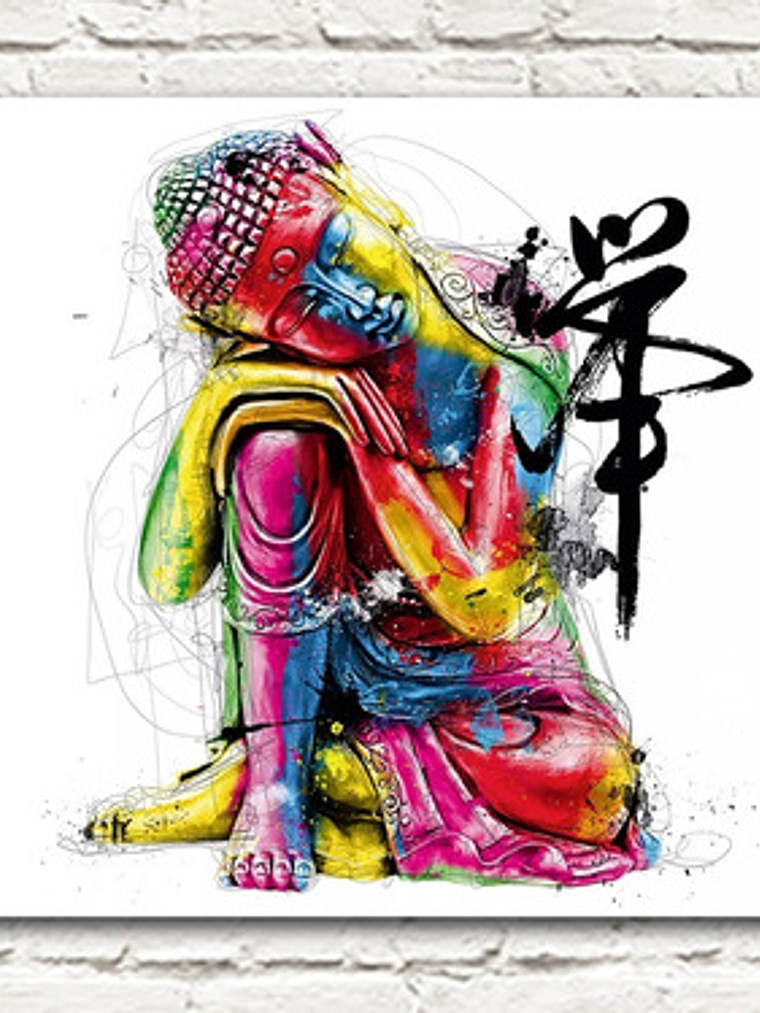 Cuadro Canvas Buda 55x55 Con Bastidor Listo Para Colgar 1