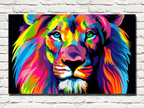 Cuadro Decorativo Canvas León Multicolor