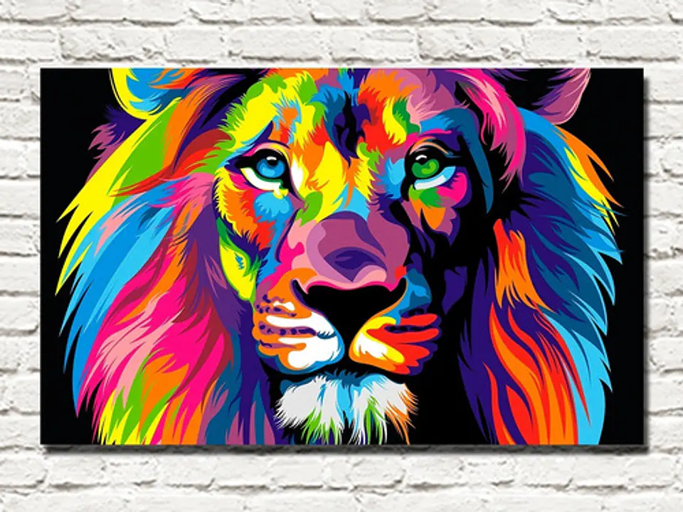 Cuadro Decorativo Canvas León Multicolor 1