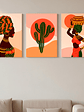 Pack 3 Cuadro Decorativo Canvas 50x70cm, Mujer Africana - Miniatura 1