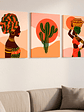 Pack 3 Cuadro Decorativo Canvas 50x70cm, Mujer Africana - Miniatura 2