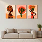 Pack 3 Cuadro Decorativo Canvas 50x70cm, Mujer Africana - Miniatura 3
