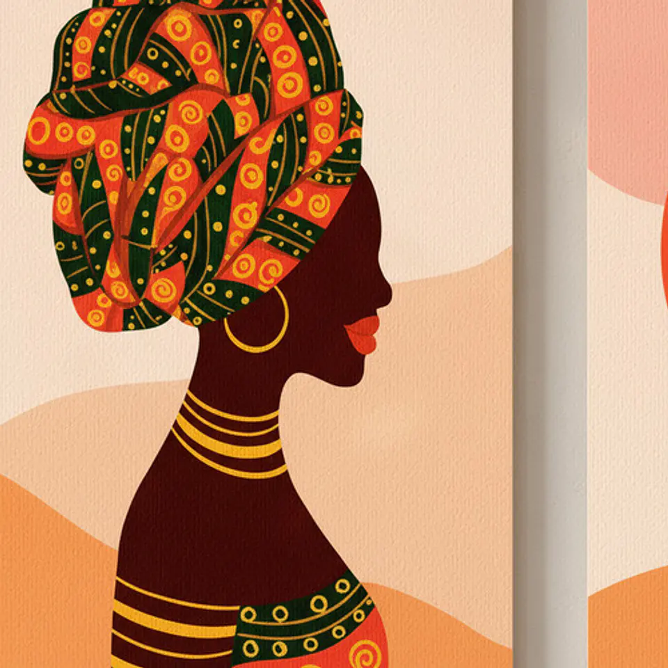 Pack 3 Cuadro Decorativo Canvas 50x70cm, Mujer Africana 4