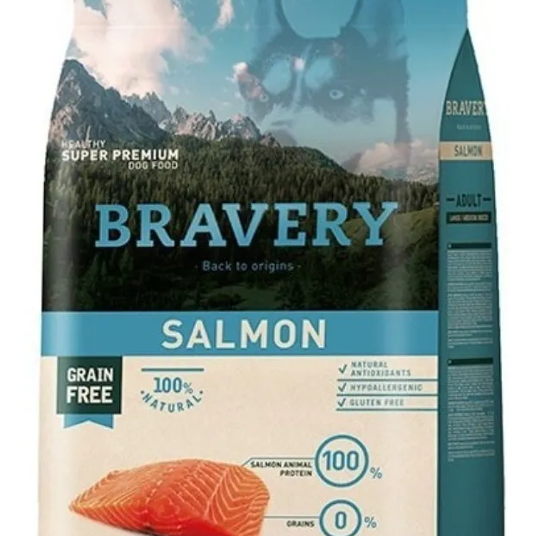Alimento Bravery Salmón Perro Adulto Raza Mediana y Grande 12 Kg 1