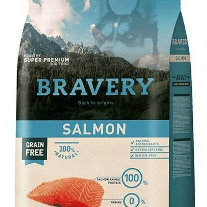 Alimento Bravery Salmón Perro Adulto Raza Mediana y Grande 12 Kg 1