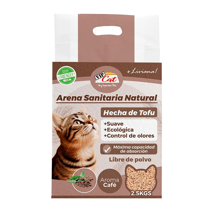 Arena Gato Sanitaria Tofu Ecológica 2,5 Kg Cafe 1