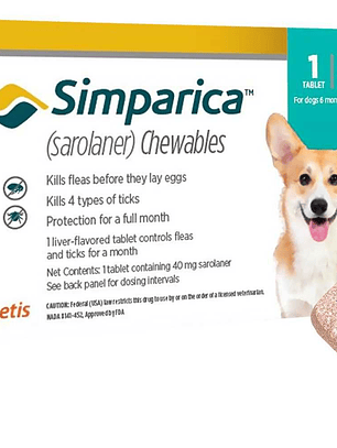 SIMPARICA 40MG X 1 TAB. 10,1 - 20 KG