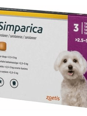 SIMPARICA 10 MGX 3 TAB. 2,5- 5 KG