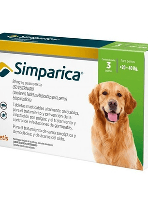 SIMPARICA 80MG X 3 TAB. 20,1- 40KG