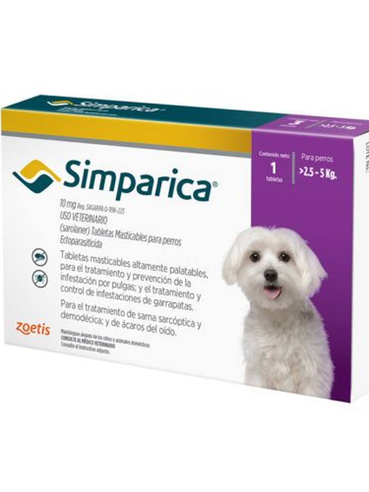SIMPARICA 10MG X 1 TABL. 2,5- 5 KG 2