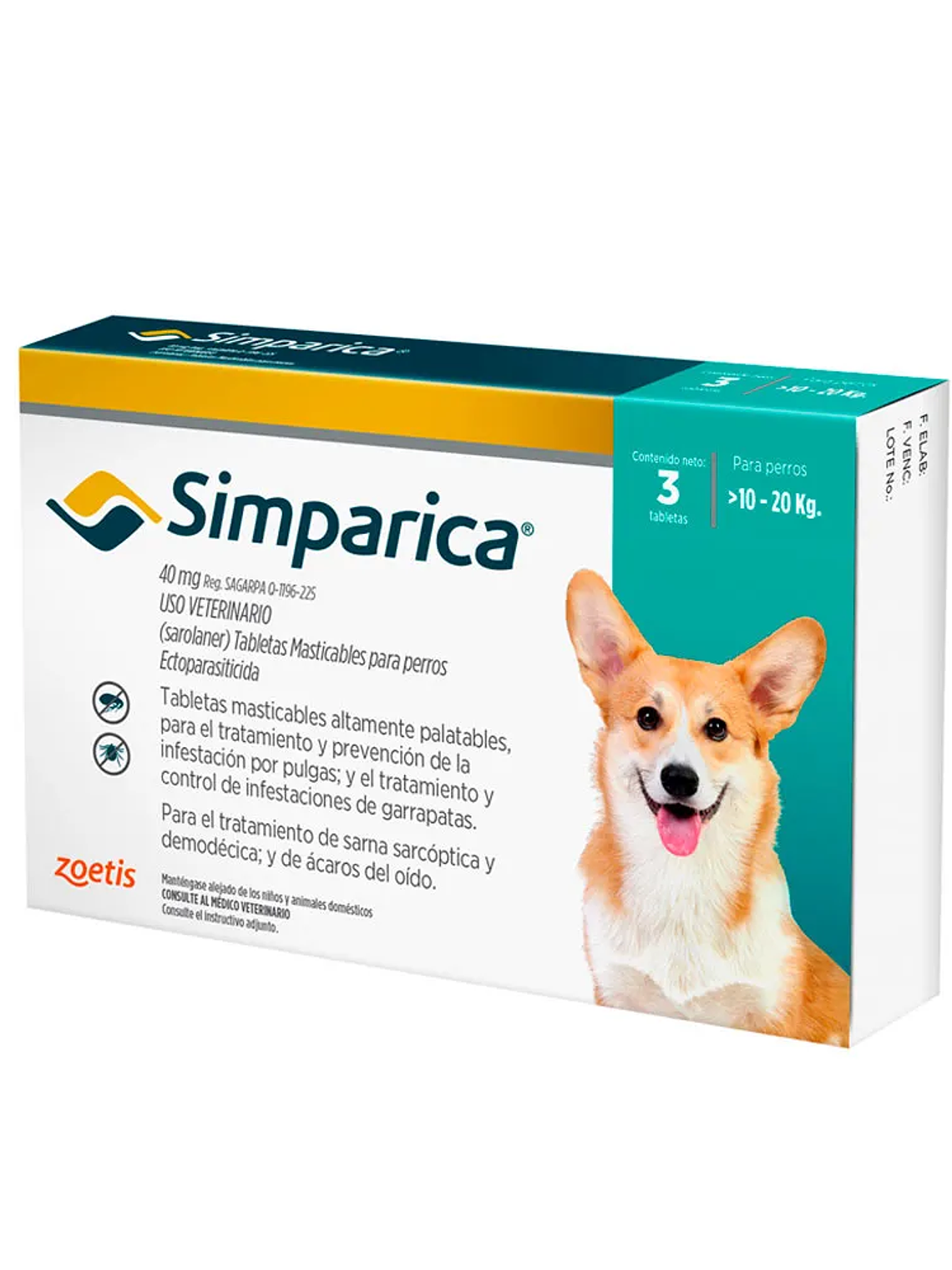SIMPARICA 20 MG X 3TAB. 5,1 A 10KG 1