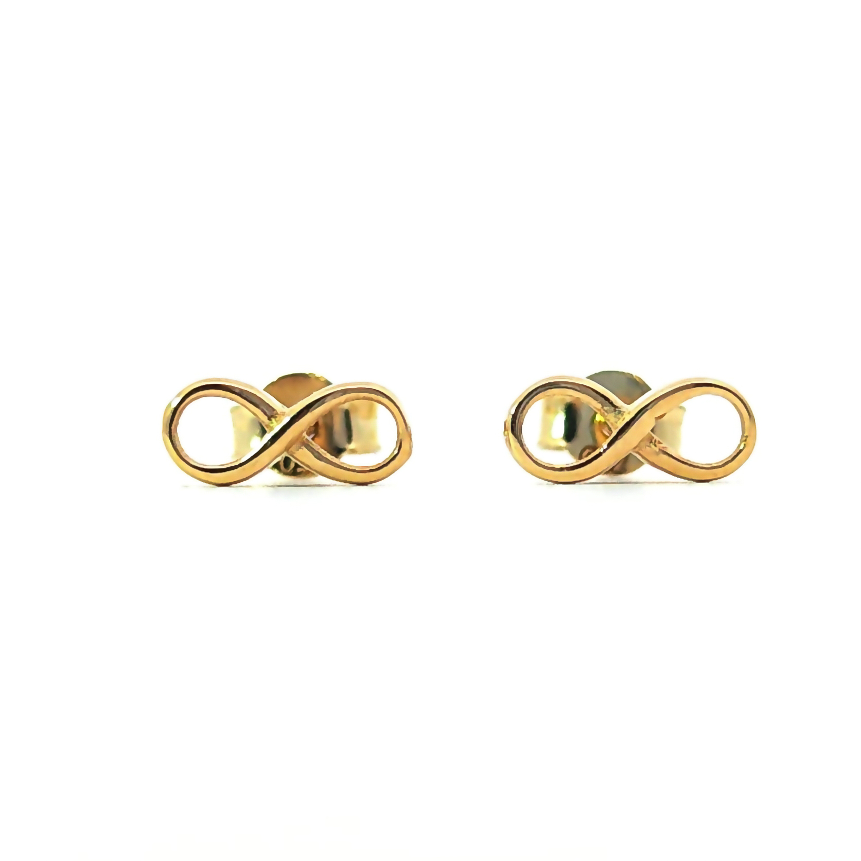 Aros de oro 18k con forma de infinito, peso 0,80 grs 1