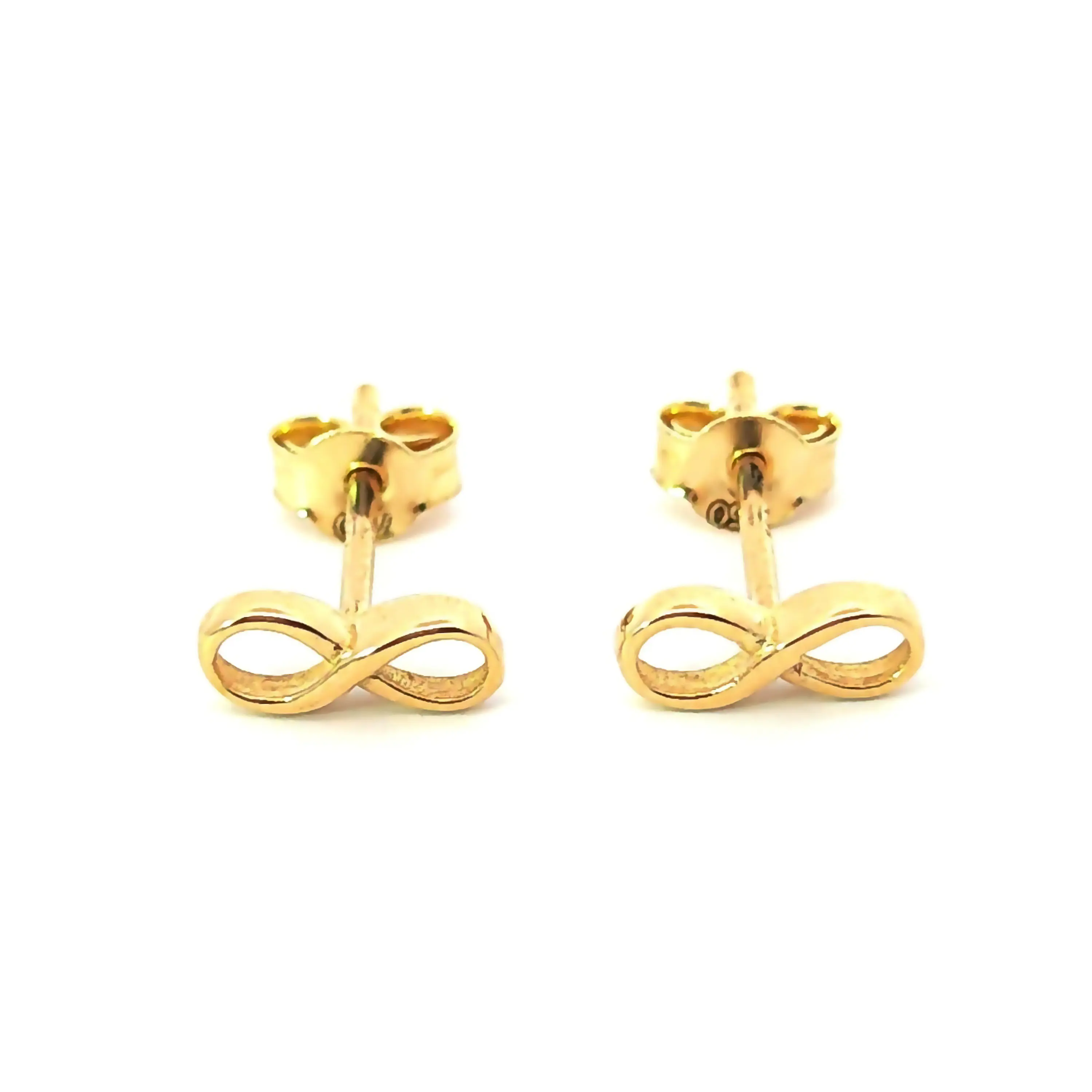 Aros de oro 18k con forma de infinito, peso 0,80 grs 2
