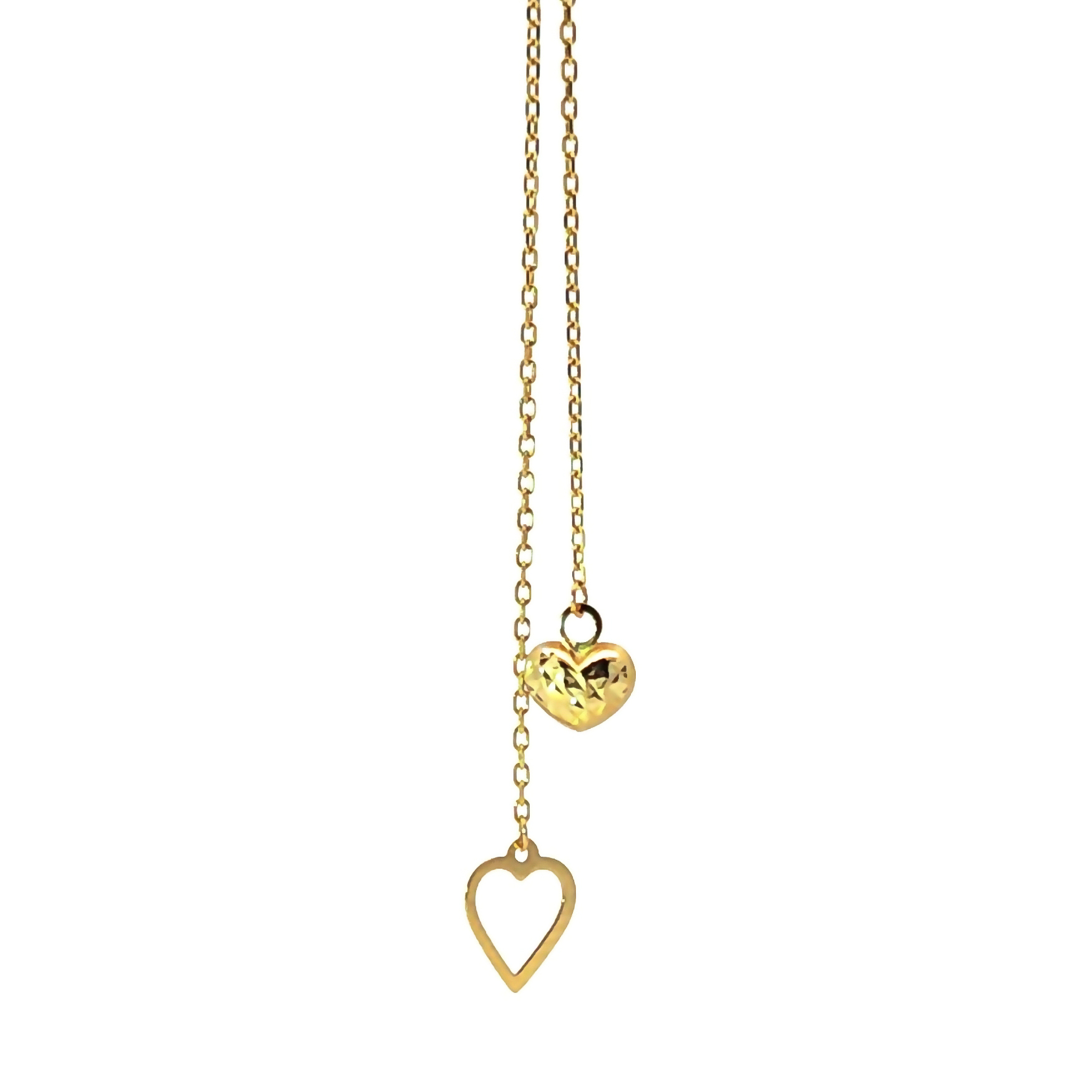 Collar de oro 18k con 2 corazones colgante, peso 2,58 grs 2