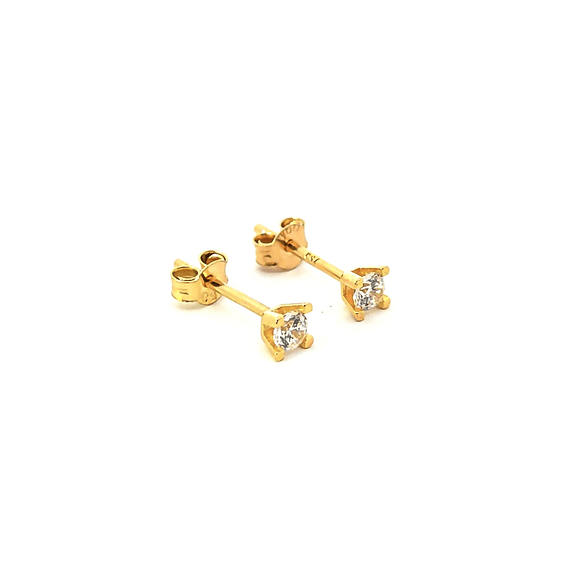 Aros de oro 18k con circon 3 mm, peso 0,73 grs