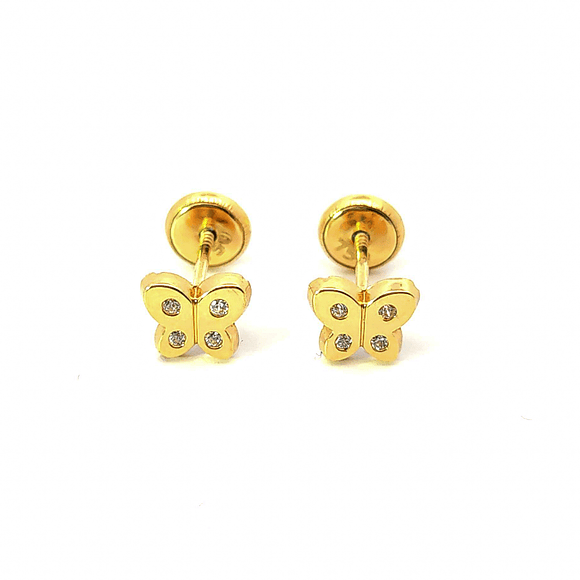 Aro de oro 18k forma de mariposa con circones